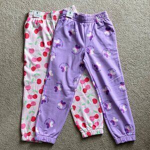 Size 6 Garanimals Butterfly & Cherry Print Sweatpants 2 Pair Bundle